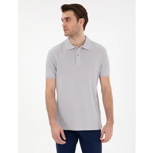 Pierre Cardin Erkek Açık Gri Slim Fit Kıvrılmaz Polo Yaka Basic Tişört 50302561-VR001
