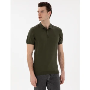 Pierre Cardin Erkek Haki Slim Fit Düğmeli Polo Yaka Triko Tişört 50307320-VR027