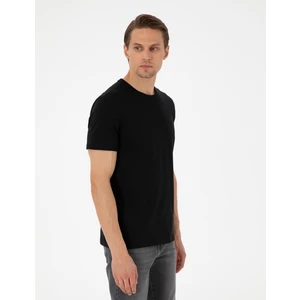 Pierre Cardin Erkek Siyah %100 Pamuk Slim Fit Bisiklet Yaka Basic Tişört 50306980-VR046