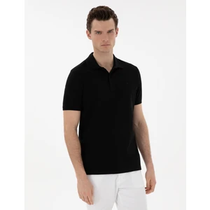 Pierre Cardin Erkek Siyah Regular Fit %100 Pamuk Polo Yaka Basic Tişört 50306449-VR046
