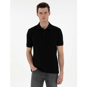 Pierre Cardin Erkek Siyah Regular Fit Kıvrılmaz Polo Yaka Basic Tişört 50302538-VR046