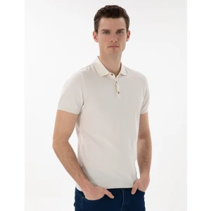 Pierre Cardin Erkek Ekru Slim Fit Düğmeli Polo Yaka Triko Tişört 50307320-VR019