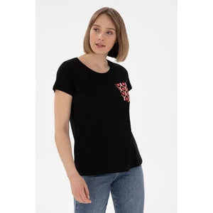 U.S. Polo Assn. Kadın Siyah Tişört 50305832-VR046