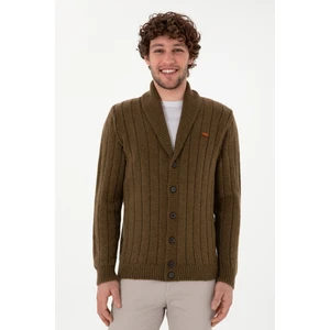 U.S. Polo Assn. Erkek Haki Kolsuz Hırka Slim Fit %80 Akrilik Trend Stil