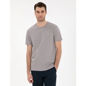 Pierre Cardin Erkek Gri %100 Pamuk Slim Fit Bisiklet Yaka Basic Tişört 50306980-VR024