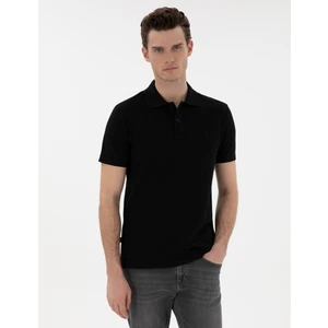 Pierre Cardin Erkek Siyah Slim Fit Kıvrılmaz Polo Yaka Basic Tişört 50302561-VR046