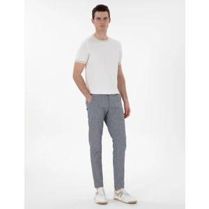 Pierre Cardin Erkek Lacivert Slim Fit Keten Karışımlı Çizgili Kanvas Pantolon 50301778-VR033