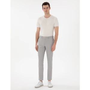 Pierre Cardin Erkek Gri Slim Fit Keten Karışımlı Çizgili Kanvas Pantolon 50301778-VR024