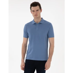 Pierre Cardin Erkek Mavi Slim Fit Kıvrılmaz Polo Yaka Basic Tişört 50302561-VR036