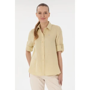 U.S. Polo Assn. Kadın Açık Haki Gömlek Desenli 50306473-VR183