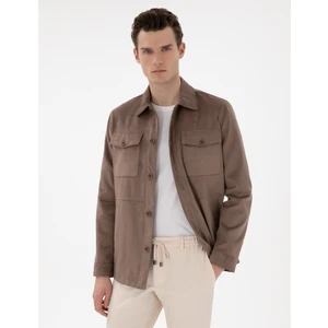 Pierre Cardin Erkek Vizon Gömlek Yaka Suni Deri Ceket 50312345-575