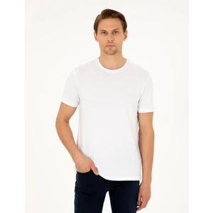 Pierre Cardin Erkek Beyaz %100 Pamuk Slim Fit Bisiklet Yaka Basic Tişört 50306980-VR013