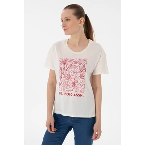 U.S. Polo Assn. Kadın Krem Tişört 50299765-VR071