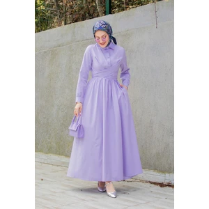 Tesettür Çarşım Qua Pamuk Cotton Bağlamalı Elbise-Bej