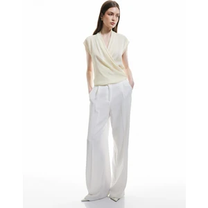 Krep Kumaş Drape Detaylı Kolsuz Kruvaze Bluz