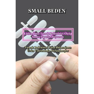 Easy Beauty 100 Adet Jel Tırnak SMALL Beden KARE Takma Tırnak Seti ORTA Uzunlukta Yapıştırıcı Hediyeli