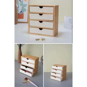 Bambu 4 Çekmeceli Kozmetik ve Takı Düzenleyici Organizer