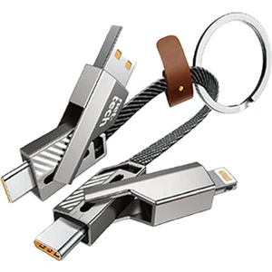 4+1 Kısa Ip Örgü Hızlı Şarj Kablosu(Type-C 60W Pd,lightning 30W+MICRO Usb)For(Samsung,xiaomi,iphone)