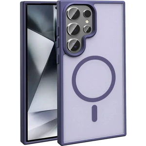 Galaxy S24 Ultra Kılıf Magsafe Şarj Özellikli Mat Arka Yüzey Sio Kapak-Koyu Mor