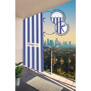 Markahil Her Ölçüde Enxboy Seçenekli Bağcıklı Çizgili Balkon Perdesi Balkon Brandası