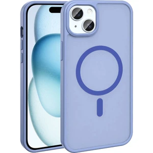 Apple iPhone 15 Plus Kılıf Magsafe Şarj Özellikli Mat Arka Yüzey Zore Sio Kapak-Lila