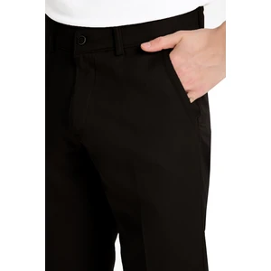 Erkek Siyah Düz Pamuklu Cepli Yazlık Keten Pantolon