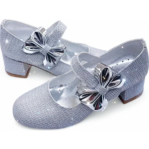 Ortopedik Topuklu Abiye Kız Çocuk Ayakkabı Shining Series Abiayk2401 Simli Gümüş 27