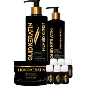Liquid Keratin Saç Botoksu Yıpranmış Saçlara Keratin Yükleme Seti Serumlu 6 x 20 ml