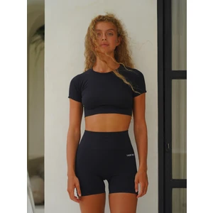 Rufus Siyah Kısa Kollu Crop Top