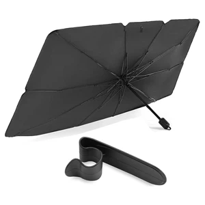Oto Güneşlik ve Şemsiye Tutucu Seti – Katlanabilir Ön Cam Güneşliği 140X75 cm ve Araç Içi Organizer Askı