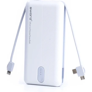 Sword 10.000MAH Kendinden Kablolu Hızlı Güvenli Şarj Taşınabilir Powerbank Iphone,android Uyumlu SW-10PO3