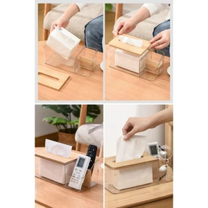 Bambu Kapaklı Dekoratif Peçetelik Organizer