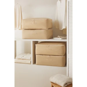 Home Wave 4'lü Büyük Boy Bej Pötikare Baza Altı Hurç Set 62 x 46 x 22  cm