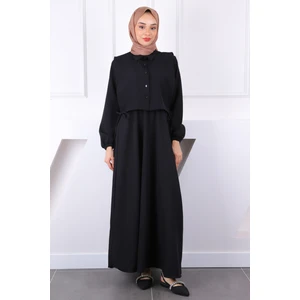 İmaj Butik Siyah Gömlek Süveterli Elbise Kombin Takım