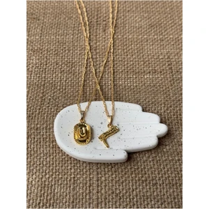 Kadın Işlemeli Kovboy Şapka Çizme Kolye 2li Set Kolye