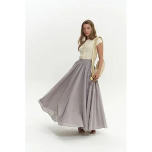 Faylinn Pileli Uzun Gri Etek