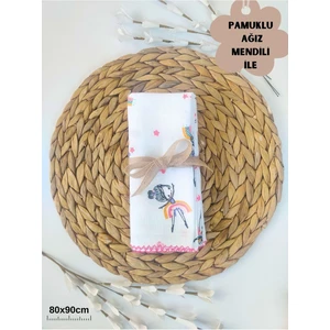 Desenli Müslin Kız Erkek Bebek Battaniyesi Oeko-Texli %100 Pamuklu Puset Örtüsü Yenidoğan 90X80CM