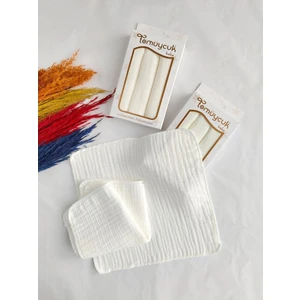 3'lü Bebek Ağız Silme Mendili % 100 Pamuklu 4 Kat Müslin Kumaş Çok Amaçlı Çift Kat Dikimli Ter Bezi