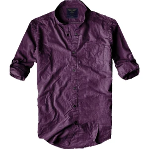 Alaska The Last Frontier Slim Fit %100 Pamuk Kumaş Hakim Yaka  Uzun Kol  Gömlek Mor