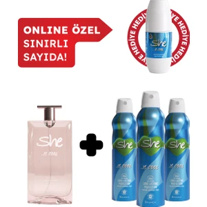 Is Cool Kadın Edt Parfüm 50 ml Deodorant 3X150 ml Avantajlı Set Roll On Hediyeli