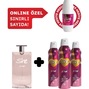 Is Fun Kadın Edt Parfüm 50 ml Deodorant 3X150 ml Avantajlı Set Roll On Hediyeli