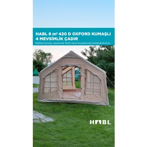 8 Kişilik 8m2 Su,rüzgar ve Kar Geçirmez 420D Oxford Kumaşlı 4 Mevsim Şişme Çadır 320*250*220CM