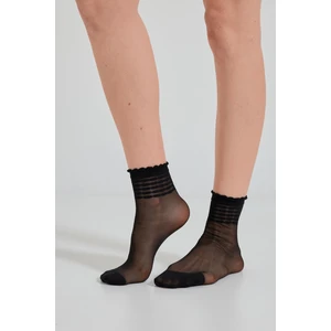 Katia & Bony Kadın Kabartma Şeritli İnce Soket Çorap Siyah