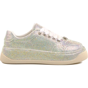 Beyaz Taş Işlemeli Kadın Sneaker 25Y451-10 Z