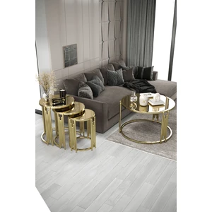 Home Plus Mobilya Piyano Set Orta Sehpa Takımı Gold Bronz