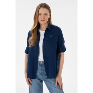 U.S. Polo Assn. Kadın Lacivert Gömlek Desenli 50306473-VR033