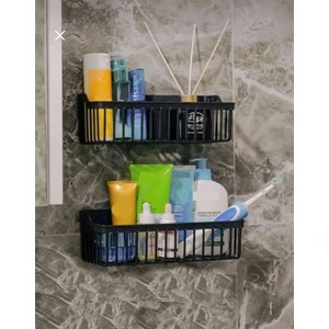 Siyah 2li Plastik Kuvvetli Yapışkanlı Banyo Mutfak Organizeri