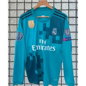 Şampiyonlar Ligi Real Madri’d Ronaldo Turkuaz 2017/2018 Sezon Futbol Uzun Kollu Forması