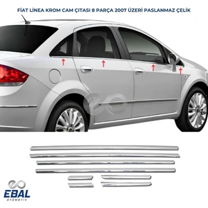 Ebal Oto Fiat Linea Krom Cam Çıtası 8 Prç. 2007 ve Üzeri P.Çelik