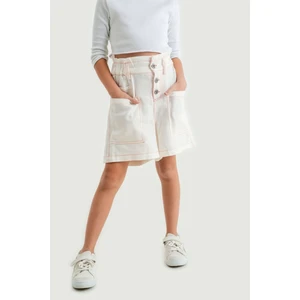 Kız Çocuk Üstten Cepli Keten Şort 2841